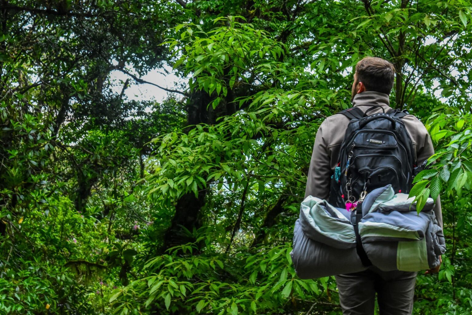 Man hiking in the wilderness.